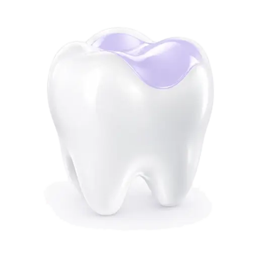 Ilustração de dente com restauração odontológica.